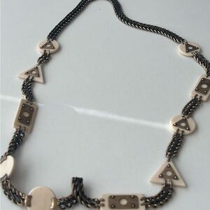 Elegant Black and Cream Geometric Necklace